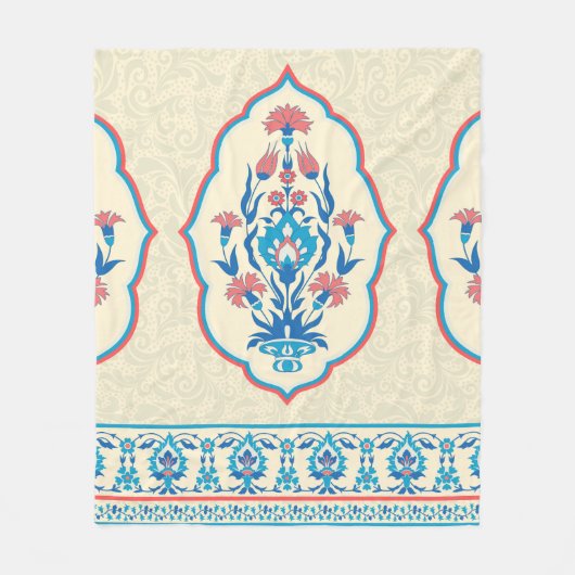 Fabric floral seamless pattern in ethnic style フリースブランケット (正面)