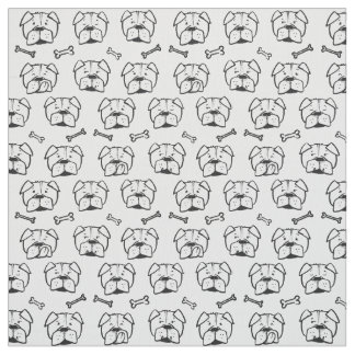 Fabric with an english bulldog pattern ファブリック