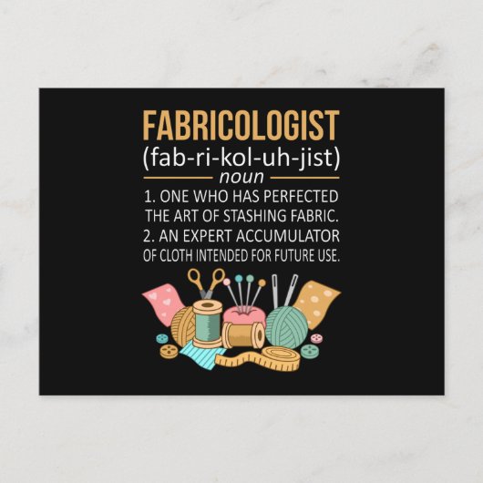 Fabricologist Facts Quilter Quilting Sewer Sewing ポストカード (正面)