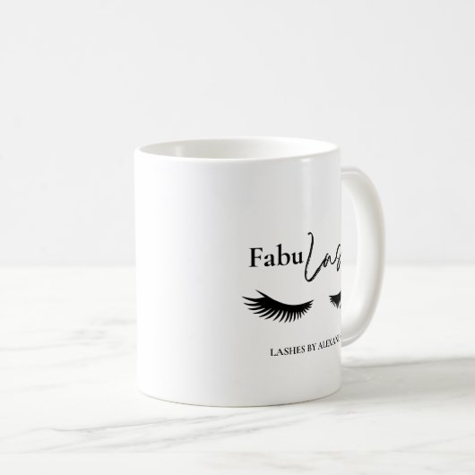 FabuLashのビパーソナライズされたジネス名 コーヒーマグカップ (正面右)