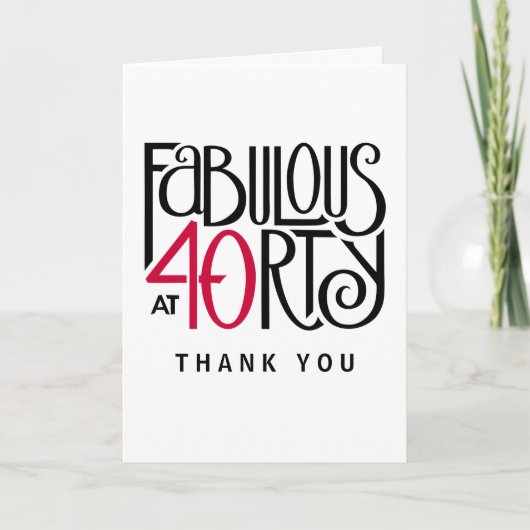 Fabulous 40 black red Thank You Card サンキューカード (正面)