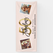 Fabulous 50th Happy Birthday Photo Blush Pink Gold 横断幕 (縦)