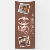 Fabulous 50th Happy Birthday Photo Earth Tone 横断幕 (縦)