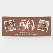 Fabulous 50th Happy Birthday Photo Earth Tone 横断幕 (横)