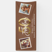 Fabulous 50th Happy Birthday Photo Terracotta Gold 横断幕 (縦)