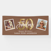 Fabulous 50th Happy Birthday Photo Terracotta Gold 横断幕 (横)