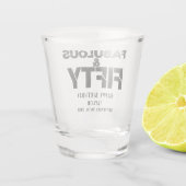 Fabulous and Fifty Birthday Black Bold Script ショットグラス (裏面)