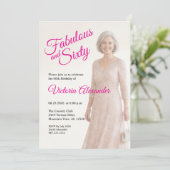 Fabulous and Sixty Hot Pink Photo 60th Birthday 招待状 (スタンド正面)