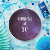 Fabulous at 50 Purple Birthday Party Paper Plates ペーパープレート (パーティー)