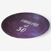 Fabulous at 50 Purple Birthday Party Paper Plates ペーパープレート (アングル)