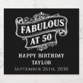 Fabulous at 50 Vintage Rustic Milestone Birthday スパークリングワインラベル (シングルラベル)