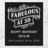 Fabulous at 50 Vintage Rustic Milestone Birthday ワインラベル (シングルラベル)