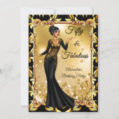 Fabulous Birthday Black Gold Stunning Dress Party 招待状 (正面)
