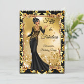 Fabulous Birthday Black Gold Stunning Dress Party 招待状 (スタンド正面)