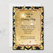Fabulous Birthday Black Gold Stunning Dress Party 招待状 (裏面)