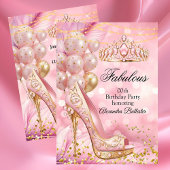 Fabulous birthday Blush Pink Tiara Gold Heel 招待状