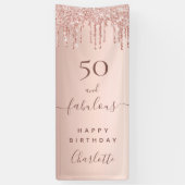 Fabulous birthday glitter rose gold pink welcome 横断幕 (縦)