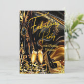 Fabulous Birthday Golden Heels Black Champagne 招待状 (スタンド正面)