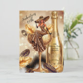 Fabulous Birthday Leopard Gold Champagne Goblet 招待状 (スタンド正面)