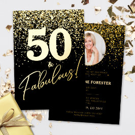  Fabulous Birthday Photo Gold Foil Invitation 箔招待状