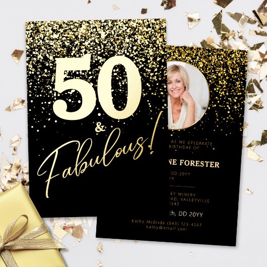 Fabulous Birthday Photo Gold Foil Invitation 箔招待状