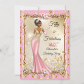 Fabulous Birthday Pink Gold Stunning Dress Party 招待状 (正面)