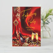 Fabulous Birthday Red Gold Heels Champagne 招待状 (スタンド正面)