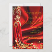 Fabulous Birthday Red Gold Heels Champagne 招待状 (裏面)