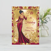 Fabulous Birthday Red Pink Gold Stunning Dress 招待状 (スタンド正面)