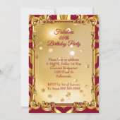 Fabulous Birthday Red Pink Gold Stunning Dress 招待状 (裏面)