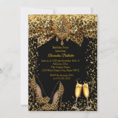 Fabulous Champagne birthday Leopard Gold Heel Gems 招待状 (裏面)