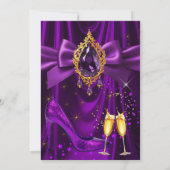Fabulous Champagne birthday Purple Gold Heel Gem 招待状 (裏面)