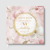 Fabulous Dusty Pink Ivory Gold Birthday Guest Book ゲストブック (正面)