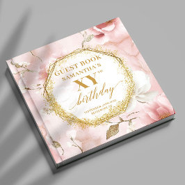 Fabulous Dusty Pink Ivory Gold Birthday Guest Book ゲストブック