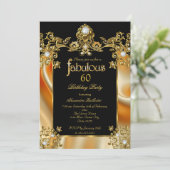 Fabulous Elegant 60th Birthday Silk Gold Diamonds 招待状 (スタンド正面)