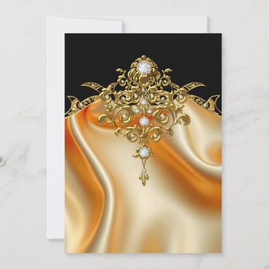 Fabulous Elegant 60th Birthday Silk Gold Diamonds 招待状 (裏面)