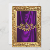 Fabulous Elegant Birthday Party Purple Gold Jewels 招待状 (裏面)