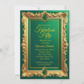 Fabulous Elegant Birthday Photo Emerald Green Gold 招待状 (正面)