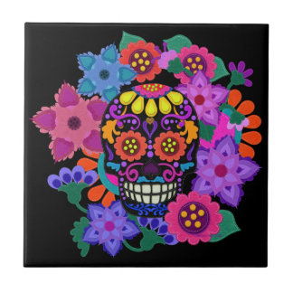 Fabulous Felt Look Sugar Skull Beautiful タイル