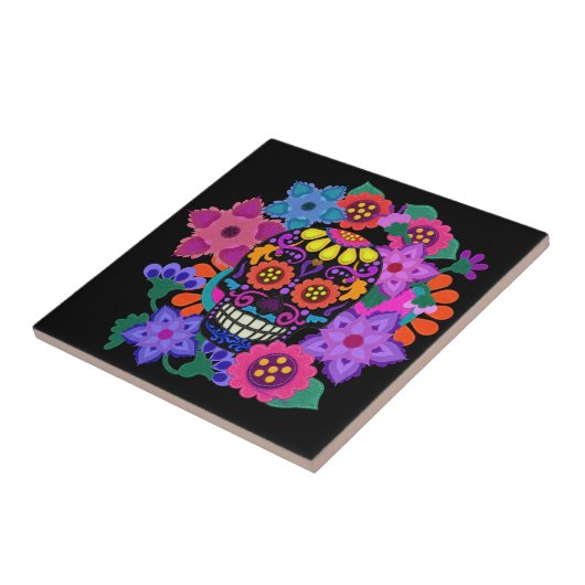 Fabulous Felt Look Sugar Skull Beautiful タイル (側面)