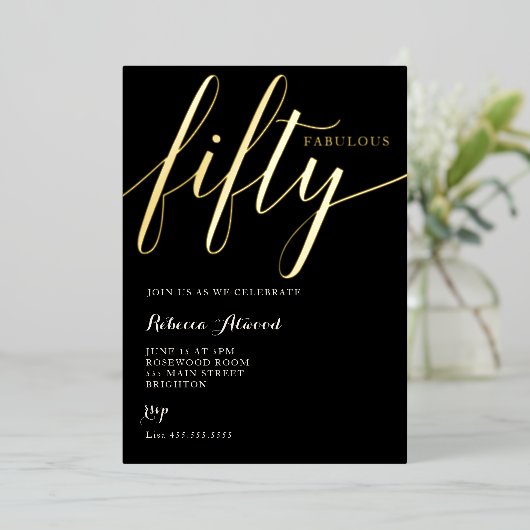 Fabulous Fifty BIrthday 箔招待状 (立ち正面)