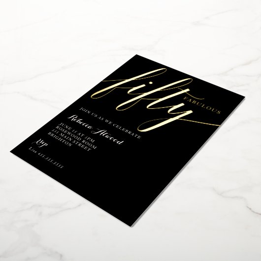 Fabulous Fifty BIrthday 箔招待状 (回転した状態)