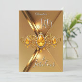 Fabulous Fifty Birthday Party Yellow Gold Gems 招待状 (スタンド正面)