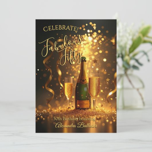 Fabulous Fifty Celebration Champagne Streamers 招待状 (スタンド正面)