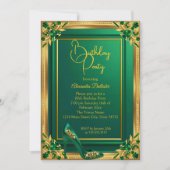 Fabulous Fifty Emerald Green Gold high Heel Gems 招待状 (正面)