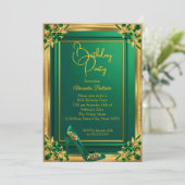 Fabulous Fifty Emerald Green Gold high Heel Gems 招待状 (スタンド正面)