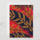 Fabulous Fifty Five Birthday Red Gold Feathers 招待状 (裏面)