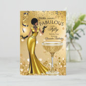 Fabulous Fifty Gold Black Champagne Birthday Party 招待状 (スタンド正面)