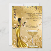 Fabulous Fifty Gold Black Champagne Birthday Party 招待状 (裏面)