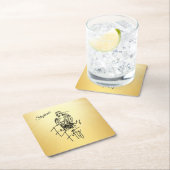 Fabulous Fifty Woman Gold Sketch 50th Birthday スクエアペーパーコースター (インサイチュ)